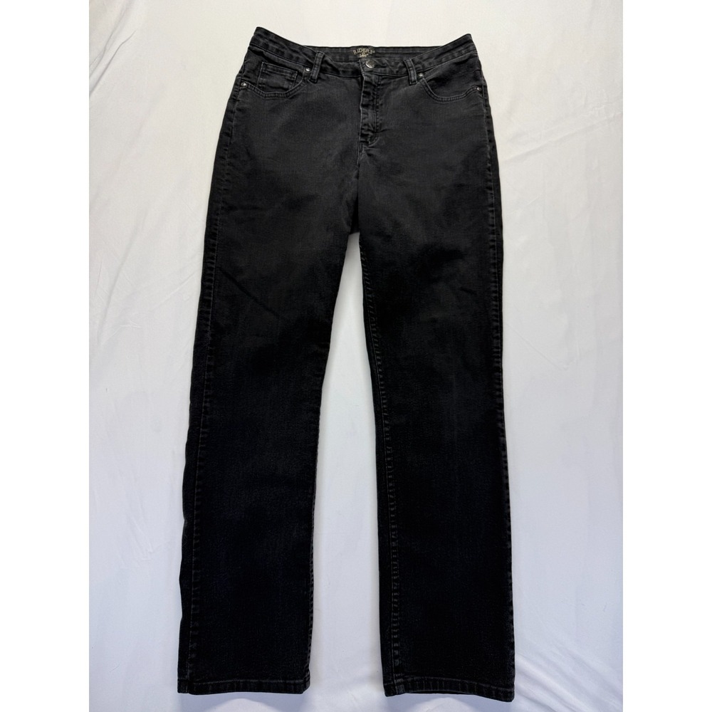 Riders By Lee Jeans Womens 12 Long Black‎ Dark Wash Denim Mid Rise Straight Leg